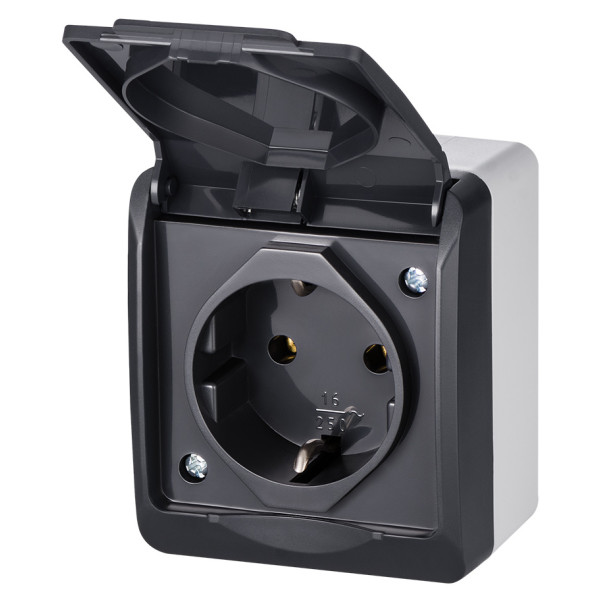 Розетка Elektro Plast 0324-7 Hermes 1 IP44 антрацит - фото №2