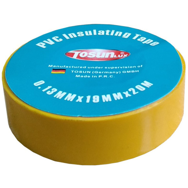 Ізоляційна стрічка TOSUNlux PVC 20м жовта (6940151079859)