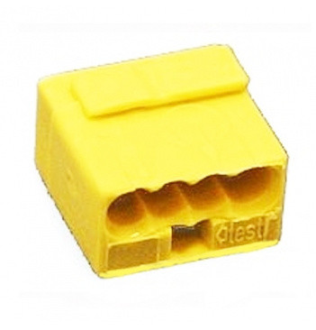 Микро-клемма для распределительных коробок WAGO на 4 проводника 243-504 желтая - фото №1