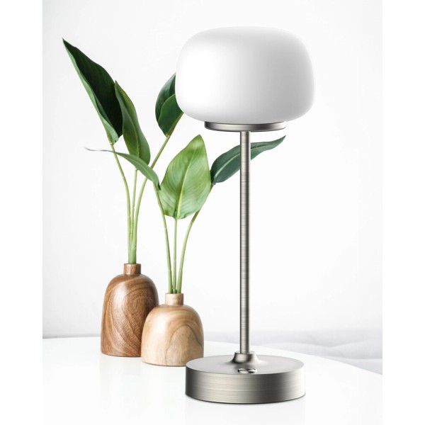 Настільна лампа з акумулятором Goldlux 329868 Rimini LED 1x1.8W 2700K 150Lm IP20 срібляста - фото №1