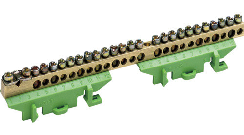 Захисна шина заземлення з утримувачем Hager KM25E 1x25+11x16+13x10мм²