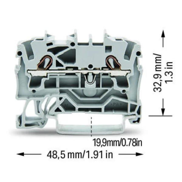 Клема Wago 2002-1201 Topjob S Ex 2,5 мм (сіра) - фото №1
