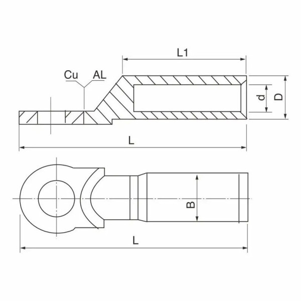 Наконечник медно-алюминиевый TOSUNlux DTL-1-95 (6940151084341) - фото №1