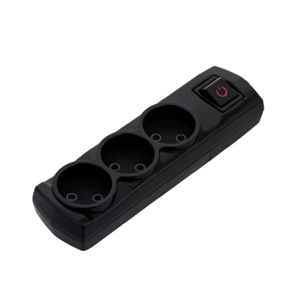 Колодка Violux 3-на без заземлення чорна з вимикачем ( 910270 )