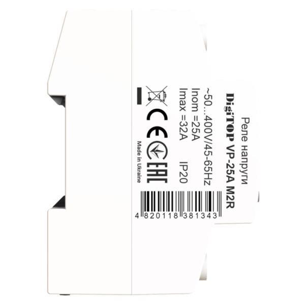 Реле напруги DigiTOP VP-25A M2R (червоний індикатор) - фото №2