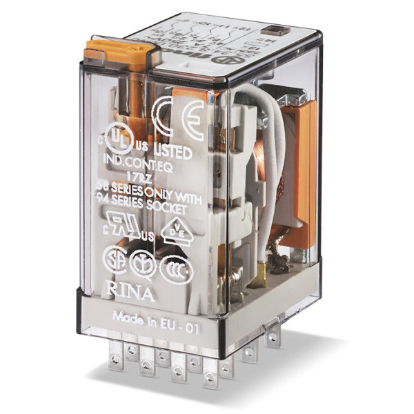 Универсальное реле Finder 4CO 7A 24В AC с блокировкой кнопки (553480240040)