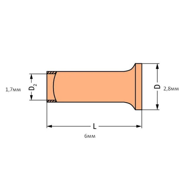 Наконечник Wago 216-124 без изоляции 1,5мм² 6,0мм - фото №1