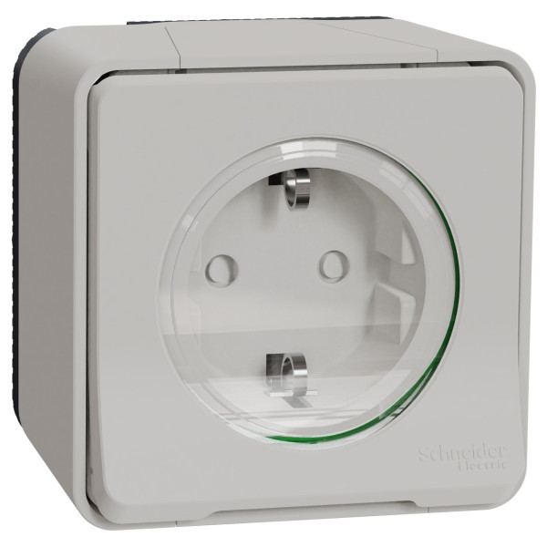 Накладна розетка Schneider Electric MUR39034 із з/к та шторками IP55 (біла)