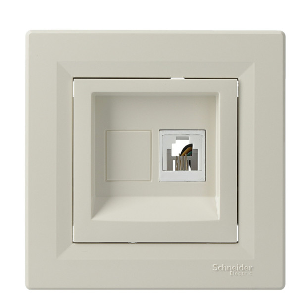 Розетка телефонная RJ11 4 контакта кремовая Asfora, EPH4100123