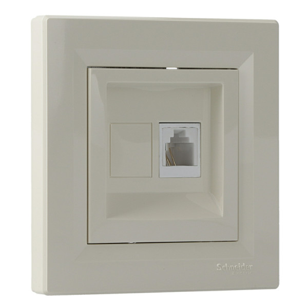 Розетка телефонная RJ11 4 контакта кремовая Asfora, EPH4100123 - фото №1