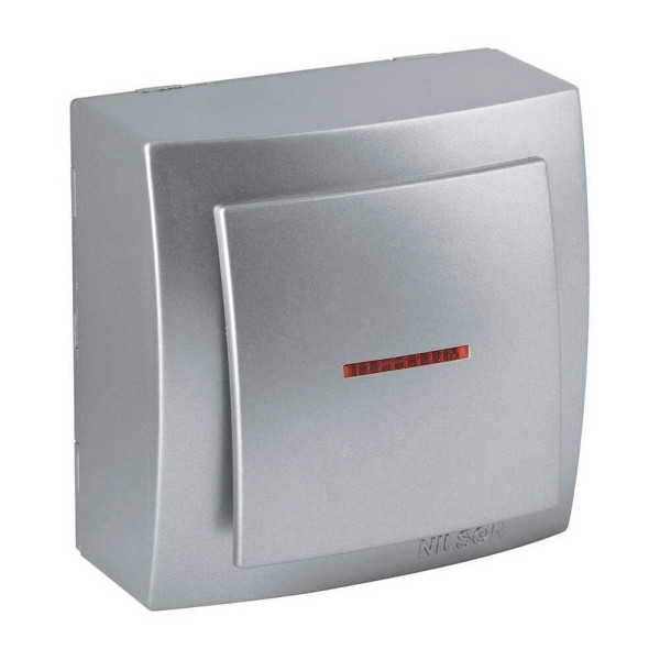 Вимикач Nilson Themis срібло 1кл з підсвіткою ( 26131002 )