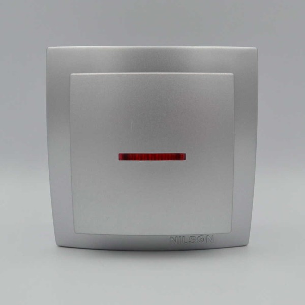 Вимикач Nilson Themis срібло 1кл з підсвіткою ( 26131002 ) - фото №1