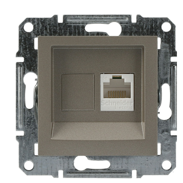 Розетка компьютерная без рамки 5.e UTP бронза Asfora, EPH4300169