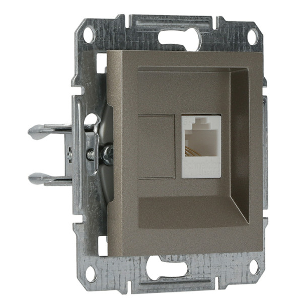 Розетка компьютерная без рамки 5.e UTP бронза Asfora, EPH4300169 - фото №1