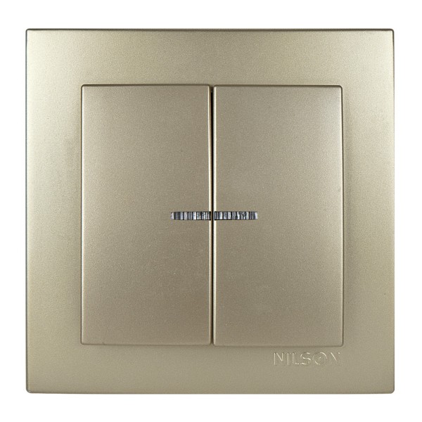 Вимикач Nilson Touran золото 2кл з підсвіткою ( 24151004 )