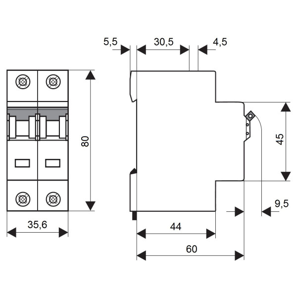 Автоматичний вимикач Schrack BM015204ME DC 10кА 4А 2P C ME - фото №5