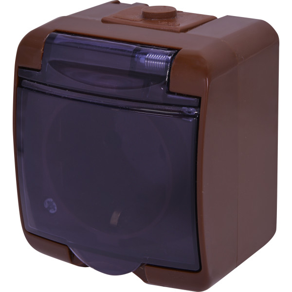 Розетка одноместная Eti Hermetics RHE-1sd-KR с з/к IP54 коричнневая/прозрачная крышка (4668051)