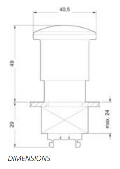 Красная грибовидная кнопка аварийной остановки Schrack MSN12000RZ ø40мм - фото №1