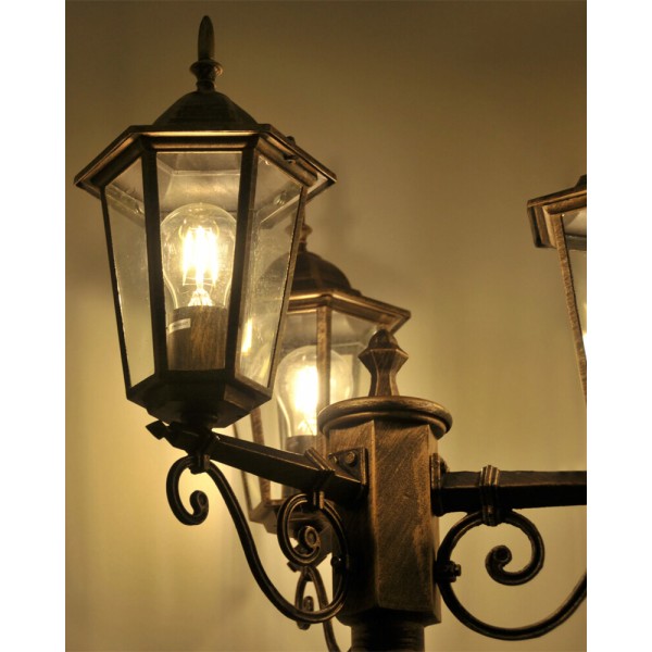 Вуличний світильник Goldlux 313430 Liguria E27 3x20W IP43 патина - фото №1