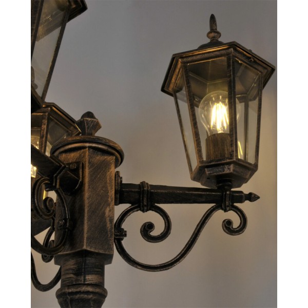 Вуличний світильник Goldlux 313430 Liguria E27 3x20W IP43 патина - фото №2