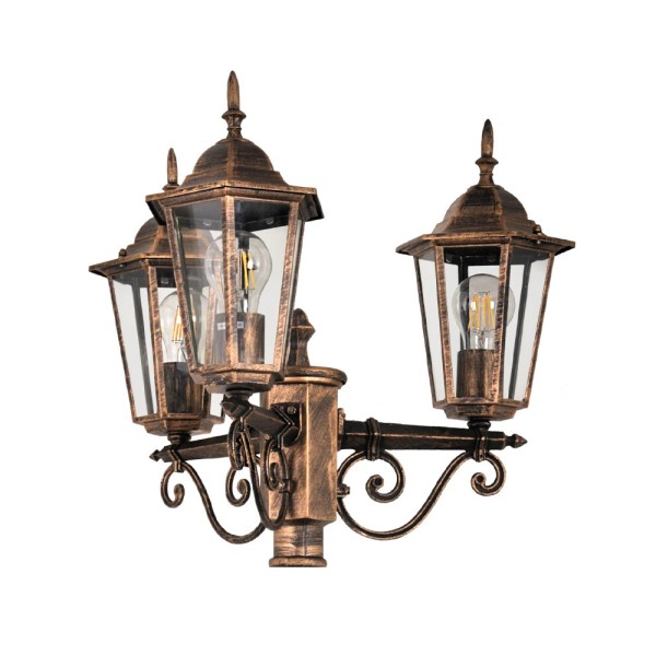 Вуличний світильник Goldlux 313430 Liguria E27 3x20W IP43 патина - фото №4