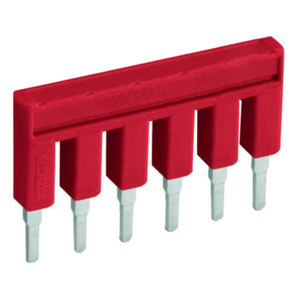 Ізольована гребінчаста перемичка Wago 2000-406/000-005 на 6 контактів 14А (червона)