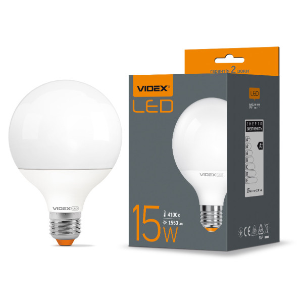 Светодиодная лампа Videx G95e E27 15Вт 4100K (VL-G95e-15274) - фото №1