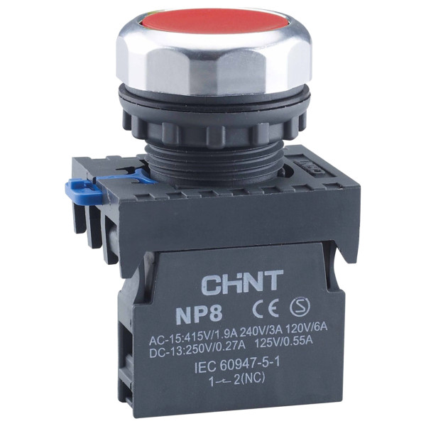 Кнопка Chint NP8-10BN 1NO червона IP65 (667233)