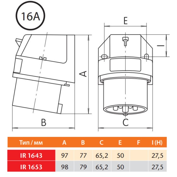 Настінна силова вилка Sez IR1653 - фото №1