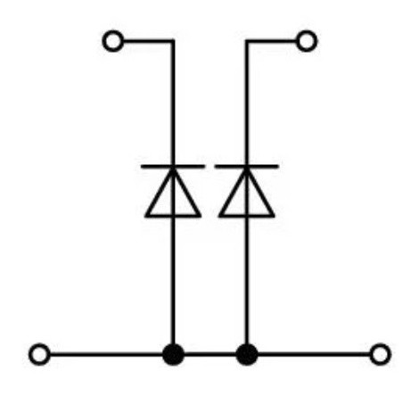 Двухуровневая клемма Wago 870-542/281-487 с диодом 1N4007 для DIN-рейки (анод снизу) 2,5мм² (серая) - фото №2