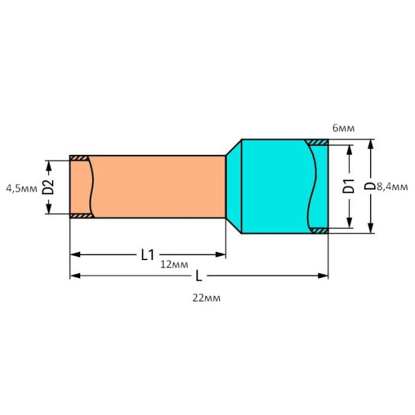 Ізольований наконечник Wago 216-209 10,0 мм² 11,5 мм - фото №1