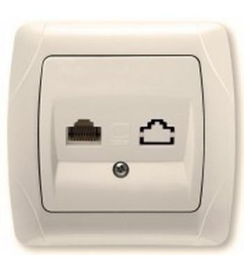 Розетка компьютерная (Cat 5e) кремовая VIKO Carmen