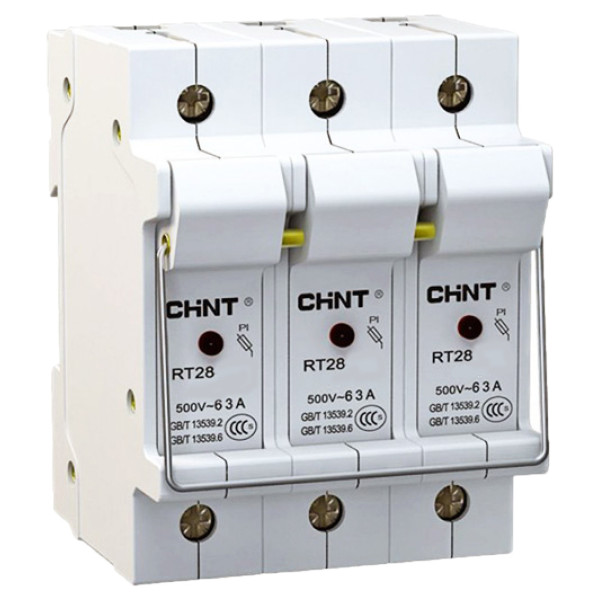 Держатель предохранителей Chint NRT28-32X 3P до 32А 10х38мм с индикацией (520470)