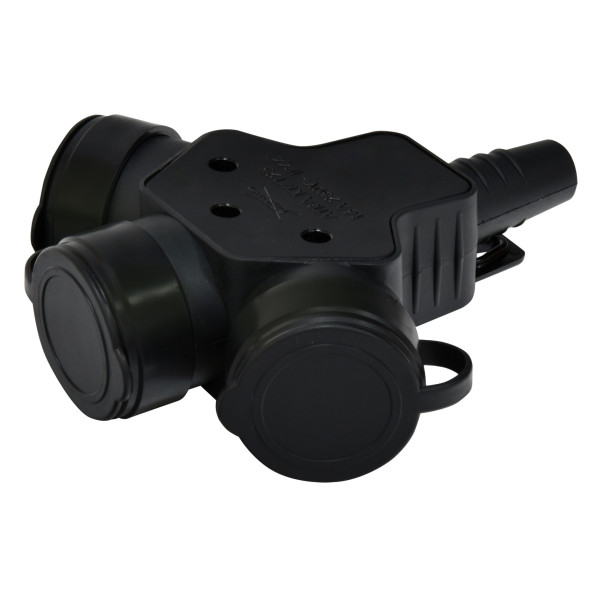 Розетка кабельная 3-местная ETI ERS-3C 2Р+РЕ Schuko каучук IP44 черная