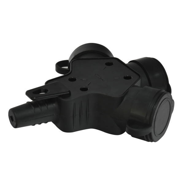 Розетка кабельная 3-местная ETI ERS-3C 2Р+РЕ Schuko каучук IP44 черная - фото №1