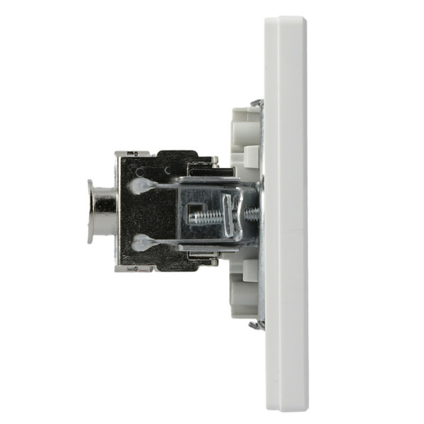 Розетка телефонна + комп'ютерна RJ45 + RJ12 кат.5е. подвійна біла Asfora, EPH4900121 - фото №2