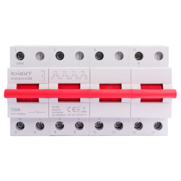Вимикач навантаженння E.Next e.is3.pro.4.125 на три положення 4р 125А (p008032) - фото №1