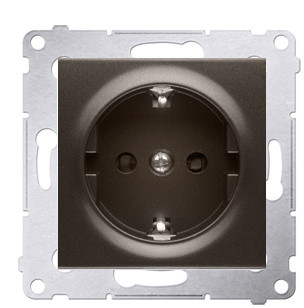 Одинарная электрическая розетка Kontakt Simon Simon 54 Premium DGSZ1Z.01/46 с заземлением Schuko со шторками (бронза)