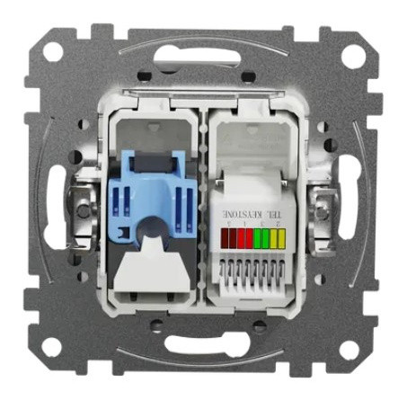 Телефонная/компьютерная розетка Schneider Electric Sedna Design & Elements RJ11+RJ45 кат. 6 UTP алюминий SDD113468 - фото №3