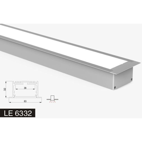 LED-профіль врізний LE6332 (2,5 метра) - фото №1
