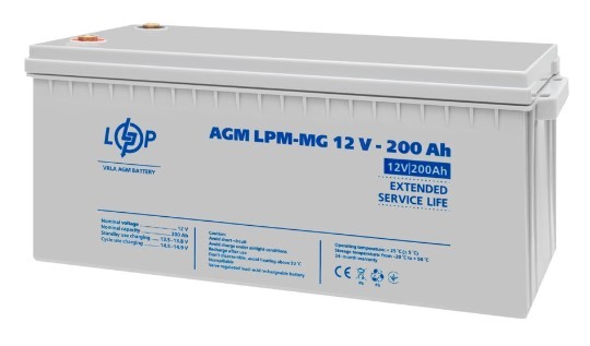 Аккумулятор LogicPower AGM LPM-MG 12-200 Ah 12В - фото №2