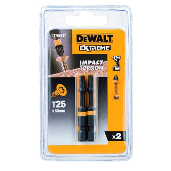 Ударні біти DeWALT Impact torsion Т25 50мм (2шт) - фото №2