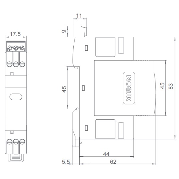 УЗИП NOARK Ex9UE3 10 3 (D) 10кА 275В AC 1P+N (106858) - фото №1