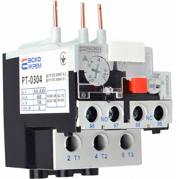 Тепловое реле Аско-Укрем PT-0304 0,4-0,63А JR28-25K 0304 (A0040060051) - фото №2