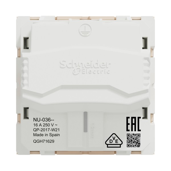 Розетка з заземленням Schneider Electric Unica New NU303644 16А гвинтовий зажим бежева - фото №4