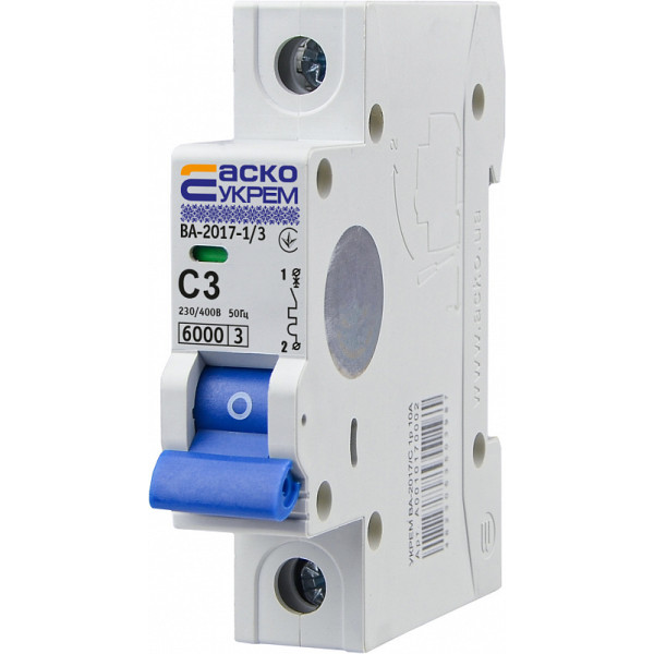 Модульный автоматический выключатель Аско-Укрем ВА-2017/C 1р 3A (A0010170030) - фото №2