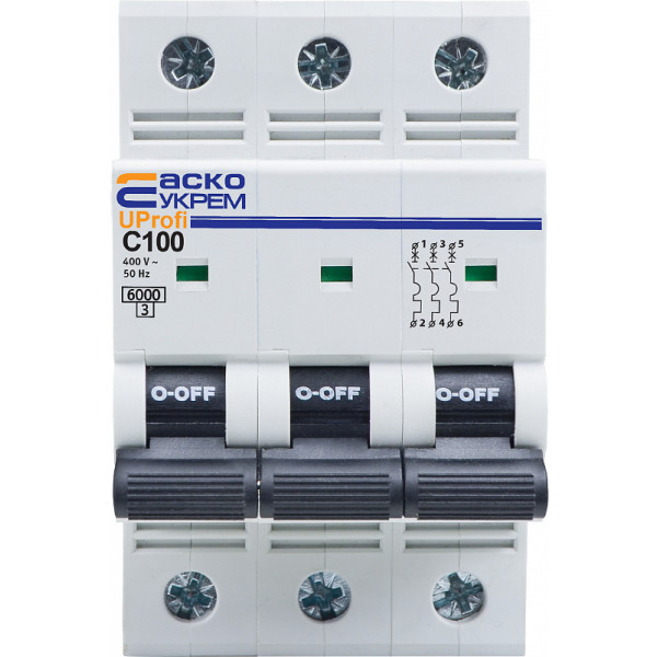 Автоматичний вимикач Аско-Укрем UProfi 3р 100А C 6kА (A0010210122) - фото №1