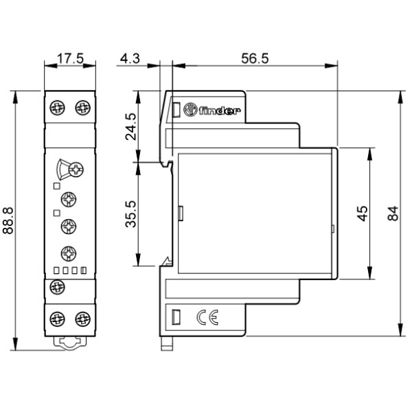 Реле контроля напряжения Finder 1CO 10A 220-240В AC (701182302022) - фото №2