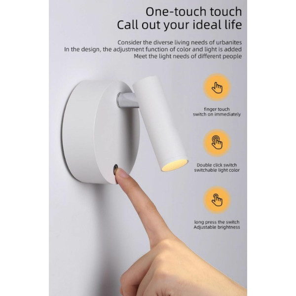 Бра, настінний світильник Kloodi WA-ENOA78 5V Enoa Led 1x6W 3000K-6000K IP20 Wh - фото №1