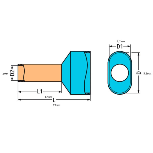 Ізольований подвійний наконечник Wago 216-542 для 2х1мм²/AWG 2х18 довжина 12мм (червоний) - фото №1